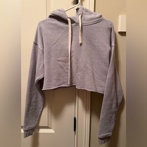 Alo Yoga Gray Crop Hoodie Pullover Sweatshirt Made in USA sz S
